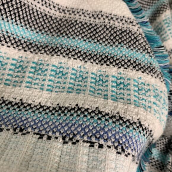 NEW Chico's Size 2 US L Cotton Sweater Jacket 3/4 Sleeve Lightweight Blue White - Picture 7 of 12